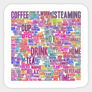 Coffee Tea Cup Pattern Text Word Cloud Sticker